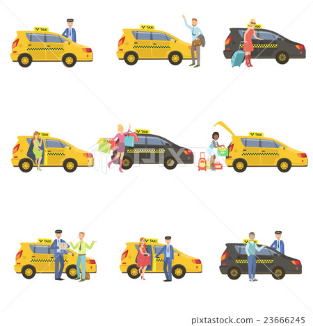 Taxi, Drivers And Their Clients Set 23666245