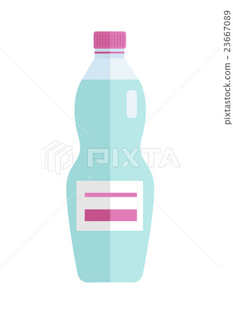 Glass or Plastic Bottle with Sweet Blue Beverage. Glass or Plastic Bottle with Sweet Blue Beverage. 23667089