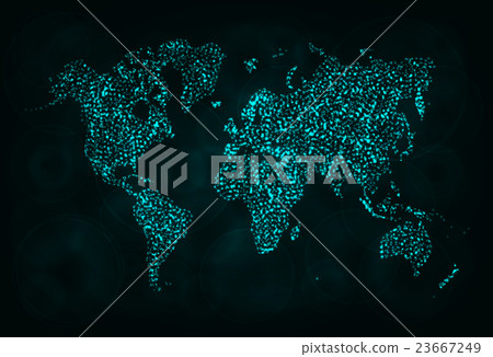 Map silhouette of lights on dark background Map silhouette of lights on dark background 23667249