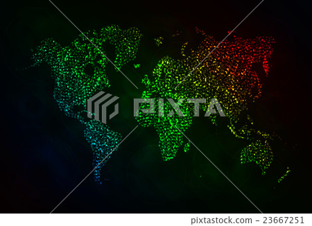 Map silhouette of lights on dark background 23667251
