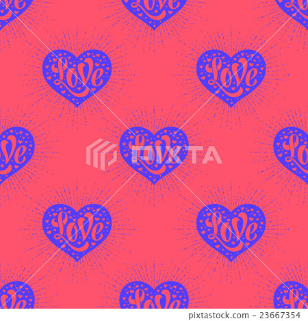 Seamless pattern with heart and lettering Love 23667354