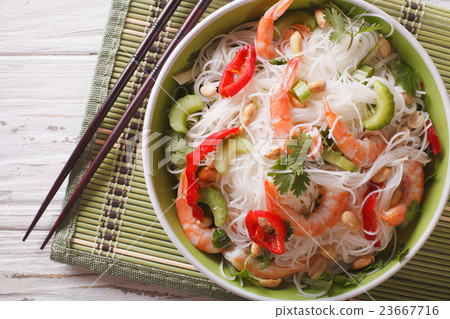 Thai salad with glass noodles, prawns and peanuts 23667716