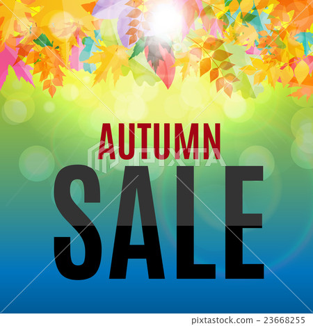 Shiny Autumn Leaves Sale Background Vector 23668255