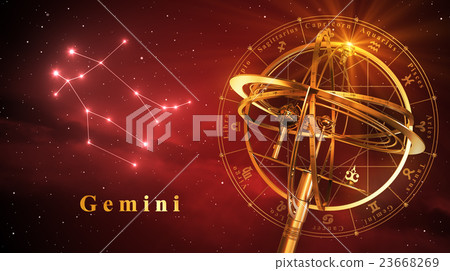 Armillary Sphere And Constellation Gemini Armillary Sphere And Constellation Gemini 23668269