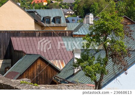View over rooftops of the city Banska Stiavnica View over rooftops of the city Banska Stiavnica 23668613