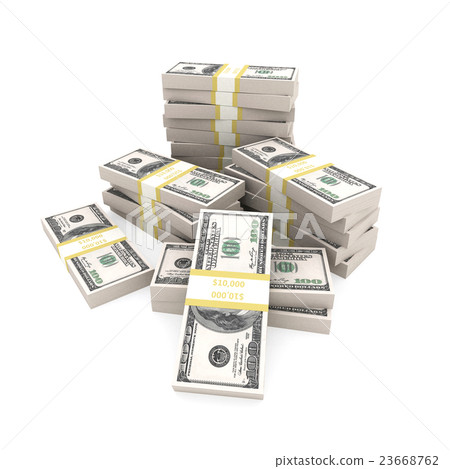Stack of 100 dollars USA on white background. 23668762