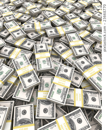 Stack of 100 dollars USA on white background. 23668770