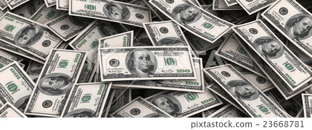 Stack of 100 dollars USA on white background. 23668781