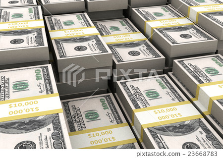 Stack of 100 dollars USA on white background. 23668783