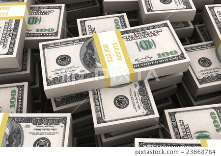 Stack of 100 dollars USA on white background. 23668784