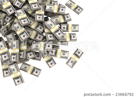 Stack of 100 dollars USA on white background. 23668792