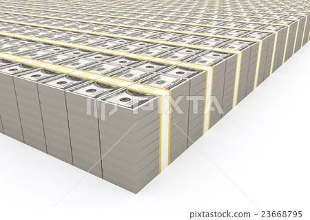 Stack of 100 dollars USA on white background. 23668795