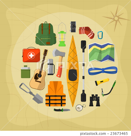 Camping equipment symbols and icons 23673465