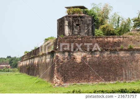 Torchka used at the time of the Vietnam War remaining in the wall of the Nguyen Dynasty in Hue, Vietnam 23673757