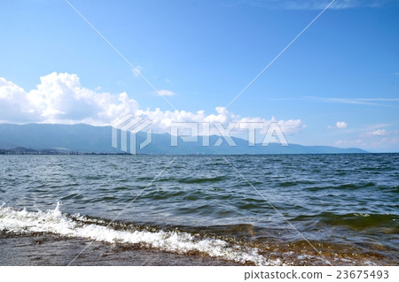 Lake Biwa and summer sky Lake Biwa and summer sky 23675493