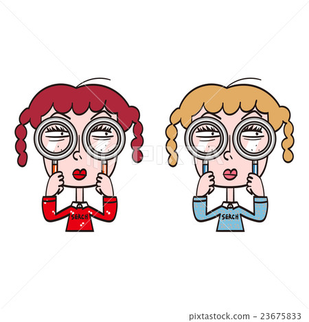 Researching person Double magnifying glass 23675833
