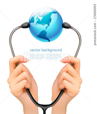 Medical background with hands holding stethoscope Medical background with hands holding stethoscope 23680005