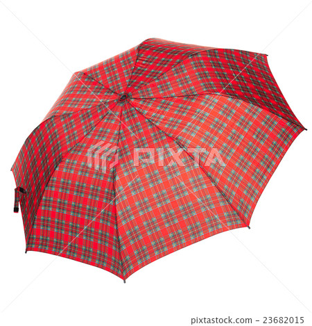 The checkered umbrella isolated against white The checkered umbrella isolated against white 23682015