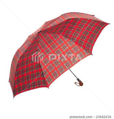 The checkered umbrella isolated against white The checkered umbrella isolated against white 23682016