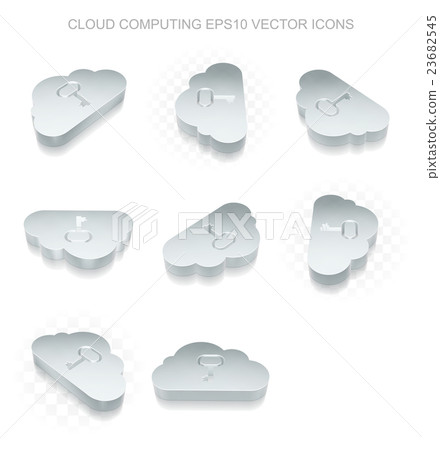 Cloud networking icons set: different views of 23682545