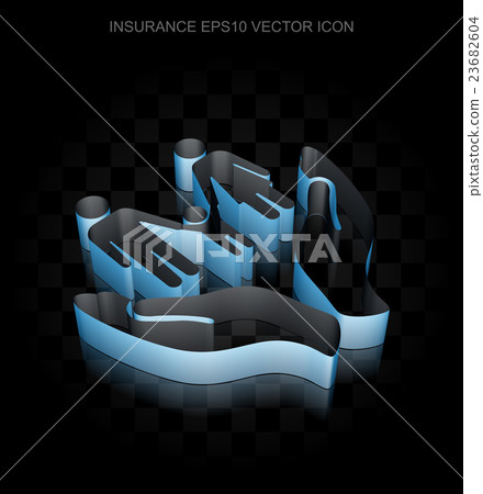 Insurance icon: Blue 3d Family And Palm made of Insurance icon: Blue 3d Family And Palm made of 23682604