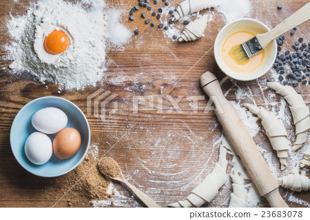 Baking ingredients for cooking croissants over 23683078