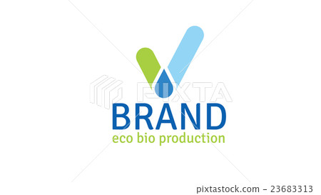 Water drop, yes sign vector logo template. 23683313