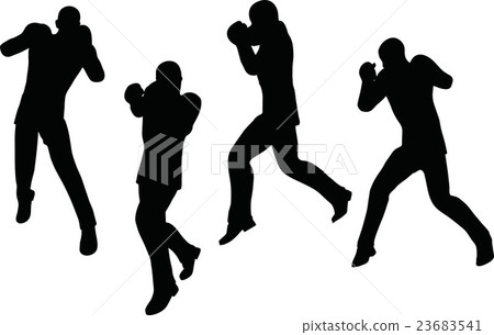 boxer businessman vector silhouette 23683541