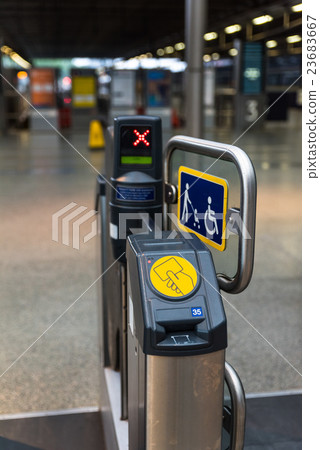 Automatic ticket gate at London St Pancras Station Automatic ticket gate at London St Pancras Station 23683667