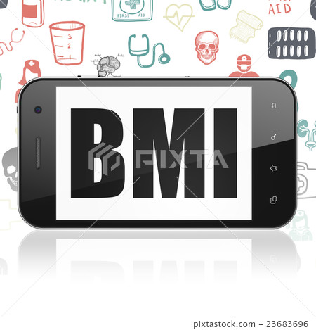 Medicine concept: Smartphone with BMI on display Medicine concept: Smartphone with BMI on display 23683696
