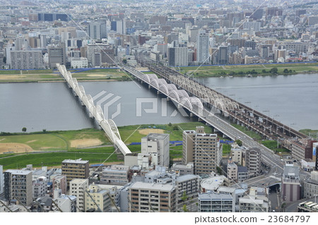 Urban landscape of Yodogawa and Osaka 23684797