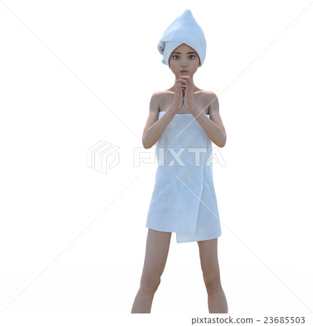 Bathing towel bath towel perming3DCG illustration material 23685503