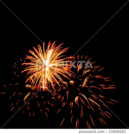 colorful fireworks over dark sky background 23686083