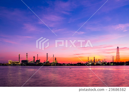 oil refinery against beautiful sunrise 23686382