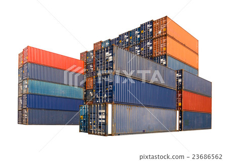 Stack of Cargo Containers on white with path 23686562