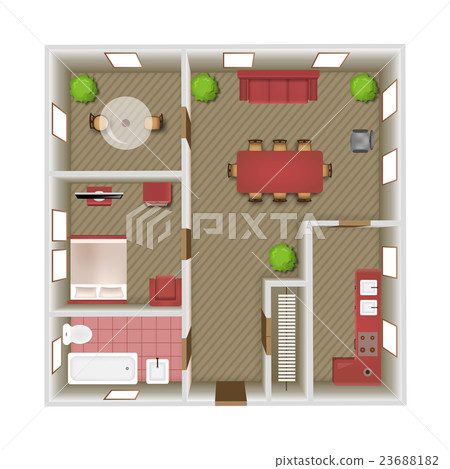 Interior Top View - Stock Illustration [23688182] - PIXTA