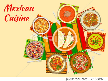 Colorful festive dishes of mexican cuisine symbol 23688979