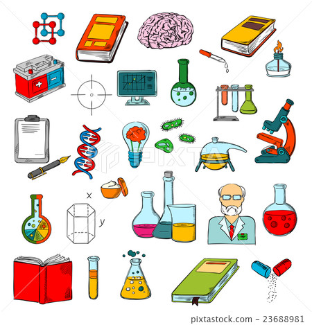Physics, chemistry, medicine science research icon 23688981