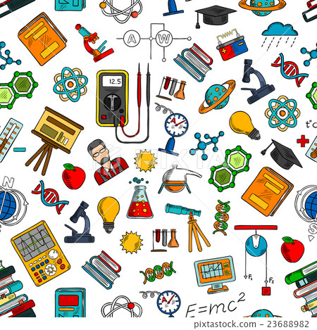 Sketched seamless pattern of science research 23688982