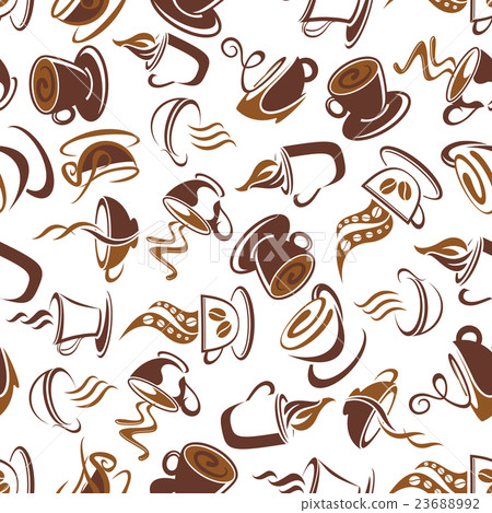 Espresso coffee beverages brown seamless pattern Espresso coffee beverages brown seamless pattern 23688992