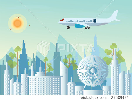 Morning city skyline on city view background. 23689485