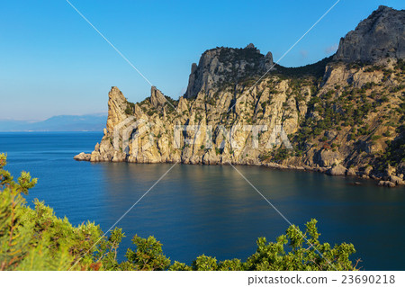 View of Blue bay and mount Karaul-Oba. Mountains View of Blue bay and mount Karaul-Oba. Mountains 23690218