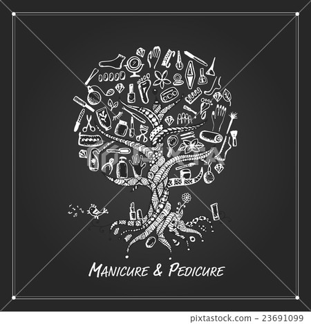 Manicure and pedicure. Tree concept, sketch for Manicure and pedicure. Tree concept, sketch for 23691099