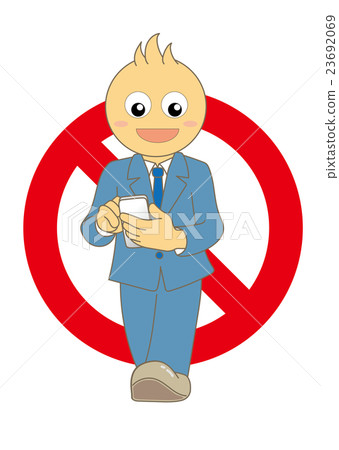 Walking smartphone prohibition sign 23692069