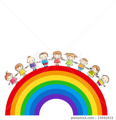 Four Hands Holding Each Other Rainbow Stock Vector (Royalty Free