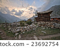 Wooden traditional house rock wall at mountain top 23692754