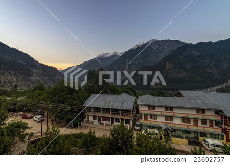 A small town village at top of hill. A small town village at top of hill. 23692757