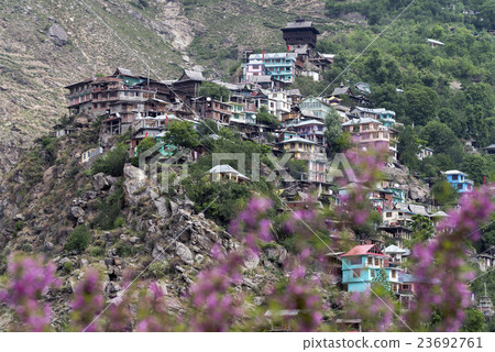 A small town village at top of hill. A small town village at top of hill. 23692761