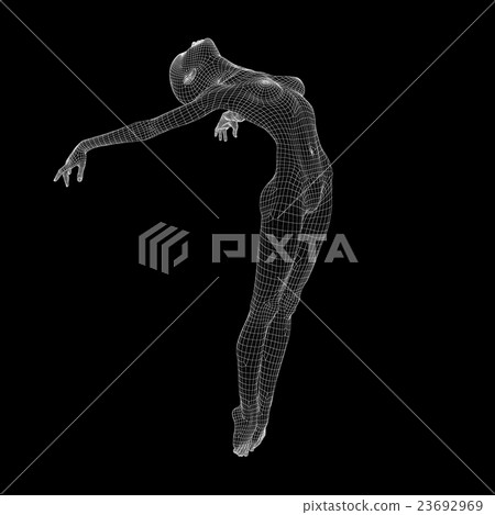 女性身體線框perming3DCG插圖素材 23692969