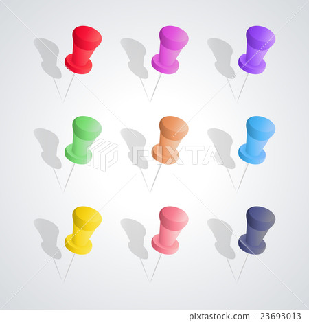 Set of pushpins, vector illustration. - Stock Illustration [23693013 ...